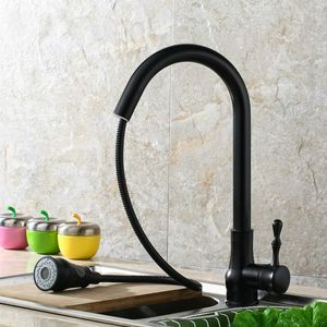 Kitchen Faucets ZGRK Faucet Blackened Brass Sink Mixer Deck Mounted Single Handle Hole Pull Out