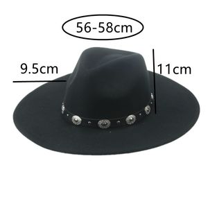 Cappelli larghi cappelli a secchio Fedora per donne Panama 9,5 cm Grande cintura di grandi dimensioni Luxury Formale Caps Black Khaki Sombreros de Mujer 221110