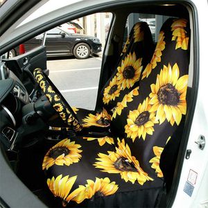 Fundas para Asientos de Coche 9 Piezas Kit Universal de Accesorios para Coche Girasol Incluye 2 Piezas Fundas para Asientos Delanteros de Coche Volante Girasol C300C