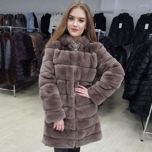 Mulheres de casaco com capuz de pele feminina Bela Rex Winter Fashion Jacket personalizada de qualquer cor e tamanho