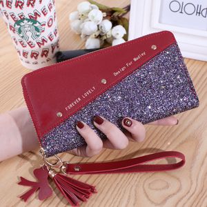 HBP Fashion Women's Pu Leather Long Wallets Sequins Patchwork Glitter Wallet Coin Purse Female Wallets Girls Gifts Wholesale