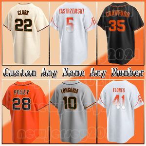 35 Brandon Crawford Beyzbol 2022 City Connect Jersey 28 Buster Posey 5 Mike Yastrzemski 10 Evan Longoria Giants 41 Wilmer Flores San Francisco Joc Pederson Joey Bart