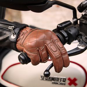 Pięć palców rękawiczki retro kozie kozie oryginalny prawdziwy skórzany motocykl pełny palcem ekran wyścigowy Riding Motocross Men Akcesoria 221110