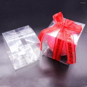 Gift Wrap Cake Box Packaging Paper Bags With Clear PVC Window Birthday Girl Presents Sweets Kraft Ribbon Packge