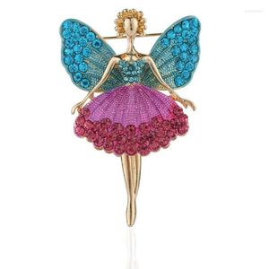 Brosches Emalj Pin Dance Girls Wing Crystal Brooch Dress Ballet Pins and Wedding Jewelry for Women Woman Suit Coat Accessories