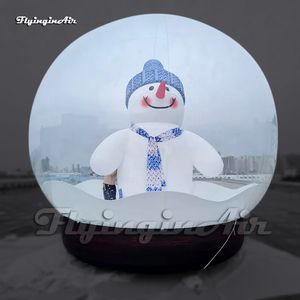 Stor uppblåsbar snö Globe Photo Booth Snowman Inuti utomhus juldekoration Transparent kupolbubbla tält för evenemang