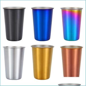 Wine Glasses Stainless Steel Beer Mug Coffee Wine Tea Juice Milk Drink Tumbler Outdoor Cam Travel 500Ml Cup Drop Delivery Home Garde Dhyp6