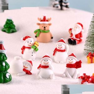 クリスマス装飾クリスマス雪だるまマイクロランドスケープボンサイ装飾サンタホリー樹脂ギフトミニチュアの置物装飾ドロップデルドップス