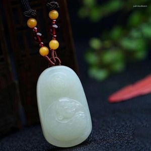 Collane con ciondolo Fine HeTian Pietra naturale Laughing Buddha Collana a catena con maglione Lucky For Men Women Blessing Transport Jewelry