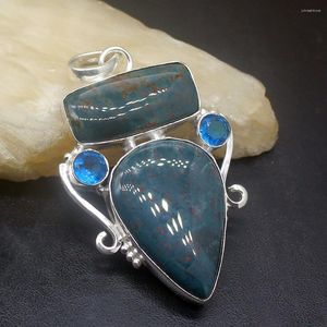 H￤nge halsband GemstoneFactory smycken stor marknadsf￶ring singel unik 925 Silver Ocean Jasper Green Ghost Quartz Blue Topaz Women Necklace