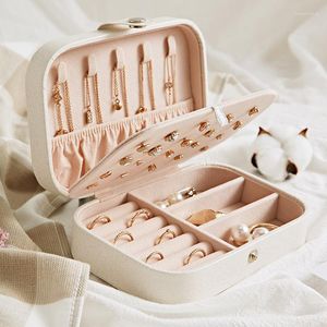 Schmuckbeutel, tragbare Lederbox zur Aufbewahrung von Ohrringen, Ringen, Halsketten, Schmuckverpackungen, Reisekosmetik, Beauty-Organizer-Behälter