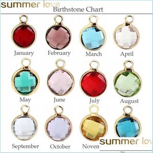 Charms 12 Pz Colorf Crystal Birthstone Charms Per Collana Bracciale Creazione di gioielli Galleggianti Perline artigianali Fascino Accessori fai da te D Dhira