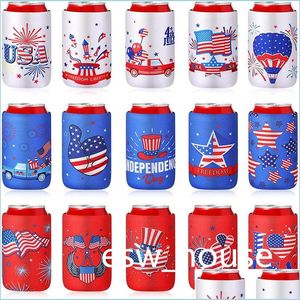 Outras festas de festas suprimentos independência do Dia da Cola Cola Can Sleeve Sleeve JY 4ª garrafa dobrável neoprene bebida mangas mais refrigeradas dhpau