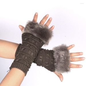 Knee Pads Winter Knitted Arm Sleeves Women Fashion Warmer Fingerless Wrist Gloves Decorative Knitting Warm Soft Thick Mitten