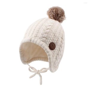 Accessori per capelli Berretto invernale per bambina con paraorecchie Berretto caldo con pompon Cappello con fodera in velluto spesso per bambini per 0-6 anni