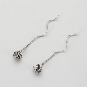 Dangle Earrings 925 Sterling Silver Vintage Clew Winding Thai Handmade Old Wire Earing汎用性のあるファッションジュエリー。