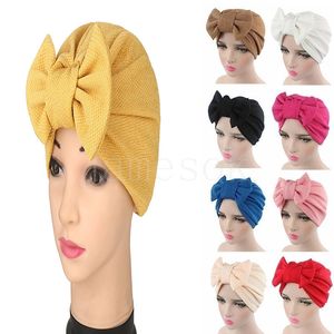 Moda kadınlar büyük yay türban şapka headdress yay düğüm kaplı şapka kemo saç kapağı yumuşak snood şapka de914