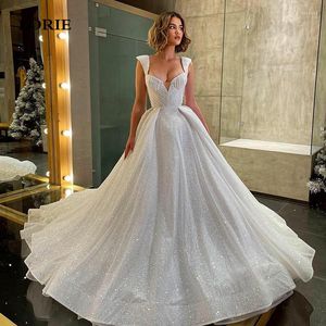 Bröllopsklänning lorie shint glitter tyll älskling prinsessan klänningar ärmlös boho brud vestidos de novia 2022 klänning