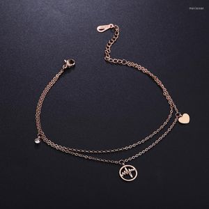 Anklets Electrocardiogram Heart Ankle Bracelet Women Gold Layer Chain Foot Leg Sandals Jewelry Stainless Steel Beach Accessories