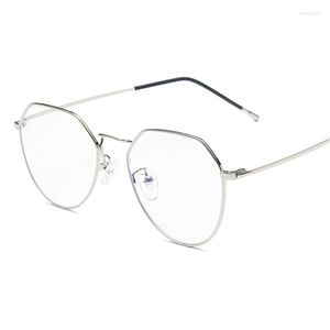 サングラスフレーム女性のためのポリゴンアンチブルーライトグラスメンズアイウェア不規則な金属コンピューターフレーム男性眼鏡