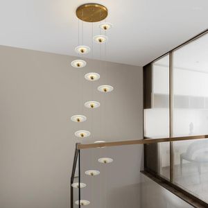 Pendelleuchten Moderne Kronleuchter 2022 El Lobby Decke Nordic Lampe Villa Loft Luxus rotierende lange Linie hängen