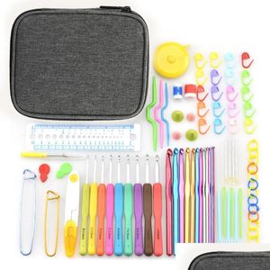 Andra konst och hantverk Övriga konst och hantverk 1 Set Portable Crochet Hook Garn Knitting Craft Case Nålar Syverktyg Knitmätare Sci Dhfte