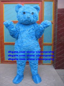 Blaues langes Fell-Teddybär-Maskottchen-Kostüm für Erwachsene, Zeichentrickfigur-Outfit, Eltern-Kind-Aktivitäten, Konferenzpräsentation zx1487