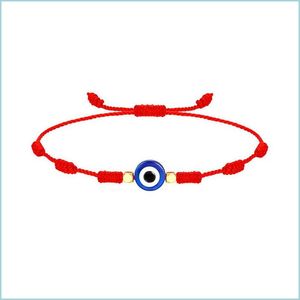 Braccialetti di corda rossa con occhi azzurri regolabili con perline Braccialetti fatti a mano con cordino fortunato intrecciato per donna Uomo Gioielli di amicizia di moda Dhuh6