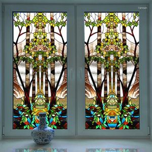 Window Stickers Church Colored Frosted Film Decorative Stained Glass Sticker Sj￤lvh￤ftande eller statisk klamling kan g￶ra anpassad storlek 50x100cm/pc