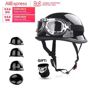 Capacetes de ciclismo UCHOOSE ALERMANO MOTORCYCH CACECIMENTO CASCO MOTO MUTO MULTICOLOR RETO CAPO DE CAPOTO CERTIFICADO DOT CERTIFICADO RETRO GOGGLE TIMES MÁSCARA M-XXL T221107