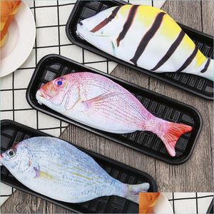 Pencil Bags Fish Pen Bag Personality Imitation Shape Pencil Case Creative Loth Pencils Bags School Student Stationery Drop Delivery Dhznk