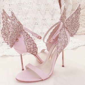 2023 Hot Webster Butterfly Sandals Fashion Sophia Webster Evangeline Sandali con ali d'angelo Cinturino alla caviglia con tacco a spillo