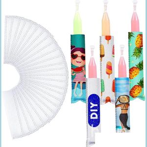 Ice Cream Tools Sublimation Blank Neoprene Ice Lolly Sleeves Diy Heat Transfer Printing Reusable Pop Cream Sleeve Tools Antizing Pop Dhgqa