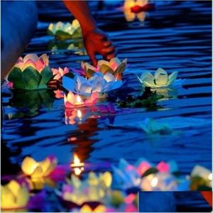 Dekoracja imprezy 30 szt./Partia Walentynkowe świece Latarnie Dekoracja przyjęcia weselnego życzenia światła wodne pływające latarnie Lotus kwiat l dhtjd