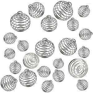 Dekoracyjne figurki spiralne koraliki wisiorki 3 cm srebrne platowane kamienne uchwyt Naszyjnik Klatka Klatki do tworzenia biżuterii i rzemiosła