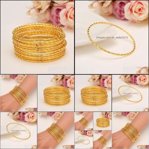 Bangle Bangle Gold Plated for Women Girls Dubai Bride Wedding Etiópia Pulseira Africa Africa Jeia Charm Greetsbangle Drop Deliver Delt Dhvgy