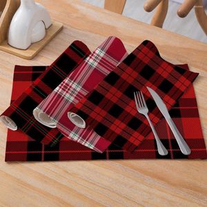 Table Napkin Napkins Plaid Printed Cotton Linen Waterproof Graphic Serviettes Hand For Christmas Shower Birthday Decor ZF0107