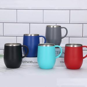 Mugs 12Oz Double Wall Stainless Steel Mugs Drinking Beer Thermos Cup Vacuum Coffee Tea Mug With Handle Drop Delivery Home Garden Kit Dhbv6