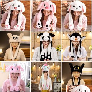 Party Favor Party Favor Cute Rabbit Ears Hat Moving Airbag Soft Jum Up Funny Cap Toy Cartoon Girls Kawaii Plush Toys Gift for ADT CH DHQH0