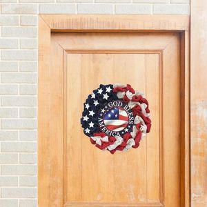 Decorative Flowers Independence Day Decoration Wreath 4Th Of July Memorial Wreaths Decor For Home Front Door Wall Outside V4E8