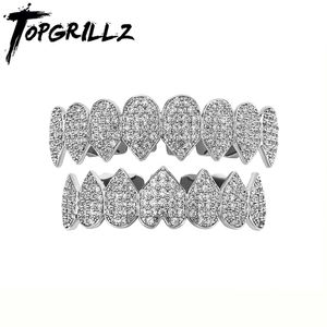 Anhänger Halsketten TOP Iced Out CZ Zähne Set Oben Unten 14 Karat Vergoldet Hip Hop Rapper Schmuck Party Geschenk Für Männer Frauen 221109