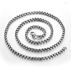 Chains Necklace Pearl Chain Ornaments Do Old Inner Ring Blackened Surface Finely Polished Stainless Steel Single