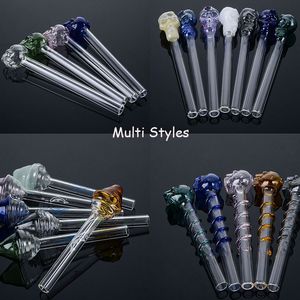Wholesale Multi Styles Colorful Smoking Pipes Strawberry Handful Pipe Mini Round Smoking Accessories Pyrex Glass Oil Burner With Bubbler Wrap