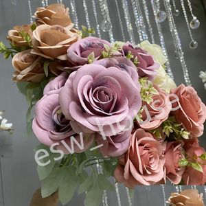 Decorative Flowers Wreaths 9 Heads Artificial Rose Flowers Silk Cloth Fake Bouquet Wedding Party Home Office Restaurant Decoration Dhcgj