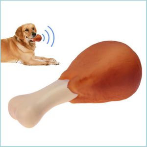 Hundespielzeug kaut Haustier-Hundespielzeug-Gummi-Hühnerbein-Welpen-Sound-Squeaker-Kauspielzeug für Hunde-Katzen-interaktive Lieferungen Produkte Drop Deliv Dh30A