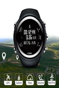 Men039s Digital Sport Watch GPS Running Watch avec vitesse Distance de vitesse Calorie Burn Stophatch étanche 50m Ezon T031 201136543984