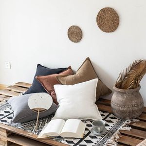 Pillow Beige/brown/black/khaki/grey Color Cotton Linen Piping Cover Sofa Throw Home Pillowcase