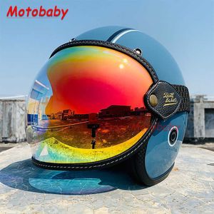 Cycling Helmets Motobaby New Retro Helmet Visor Bubble Shield Lens Windshield Goggles Accessories UV Protection Fit All 3/4 Open Face Helmet T221107