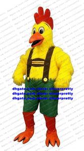 Alive Yellow Cock Rooster Chicken Chook Mascot Costume Adult Size With Big Red Cockscomb Black Curve Eyebrows Big Eyes No.8378