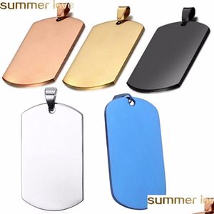 Charms Stainless Steel Blank Dog Tag Pendant Engraving For Buyer Own Diy Blue Black Gold Square Shape Necklace High Drop Delivery Je Dhnnx